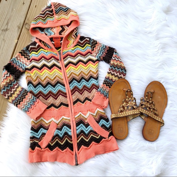Missoni Other - Vintage Missoni Chevron Orange Zipper Jacket Small
